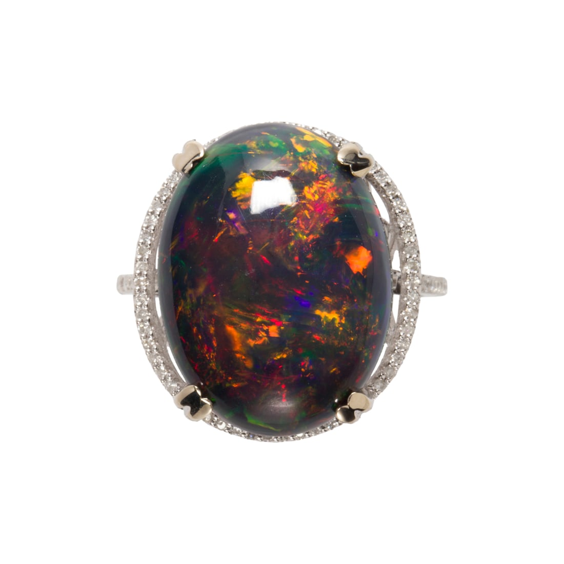 An opal, diamond and 14k white gold ring (1 of 2)
