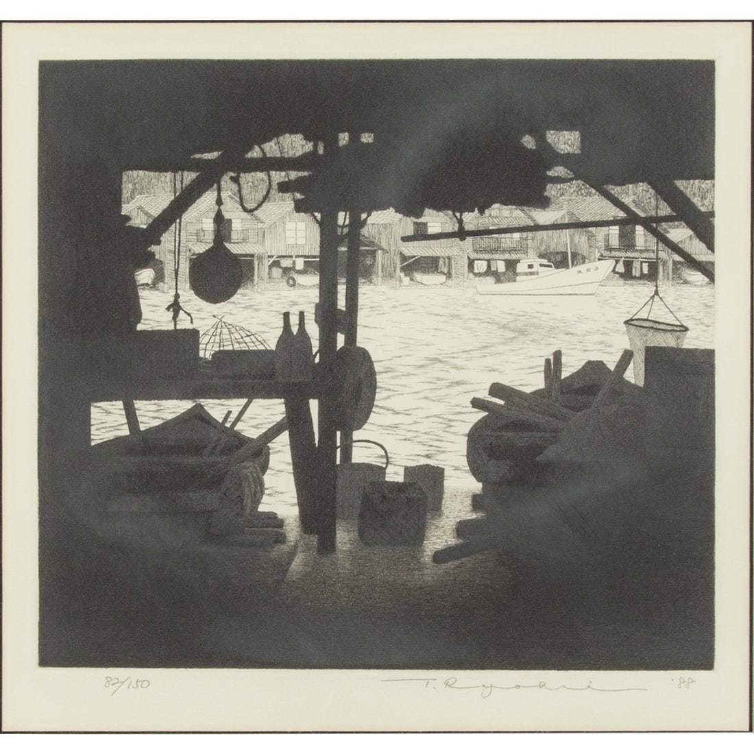 Tanaka Ryohei (1933-2019) - Ine Number 1: Tanaka Ryohei (1933-2019) - Ine Number 1. Etching and aquatint on paper, numbered 82/150, signed and dated 1988, framed and glazed, 9.5"h x 10"w of the image.