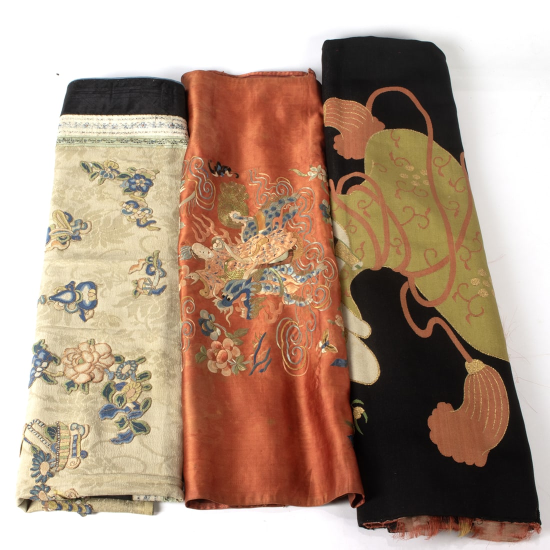 (lot of 3) Chinese and Japanese embroidered panels (1 of 2)