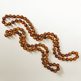 (lot of 2) Chinese butterscotch amber prayer necklaces
