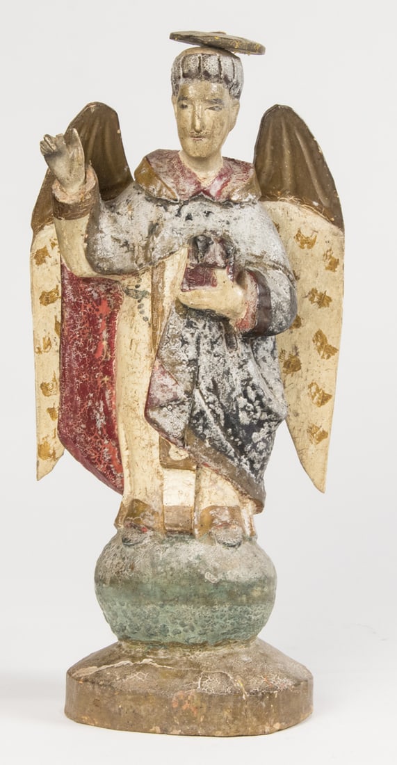 A Spanish Colonial polychromed wood santos figure of an angel (1 of 1)