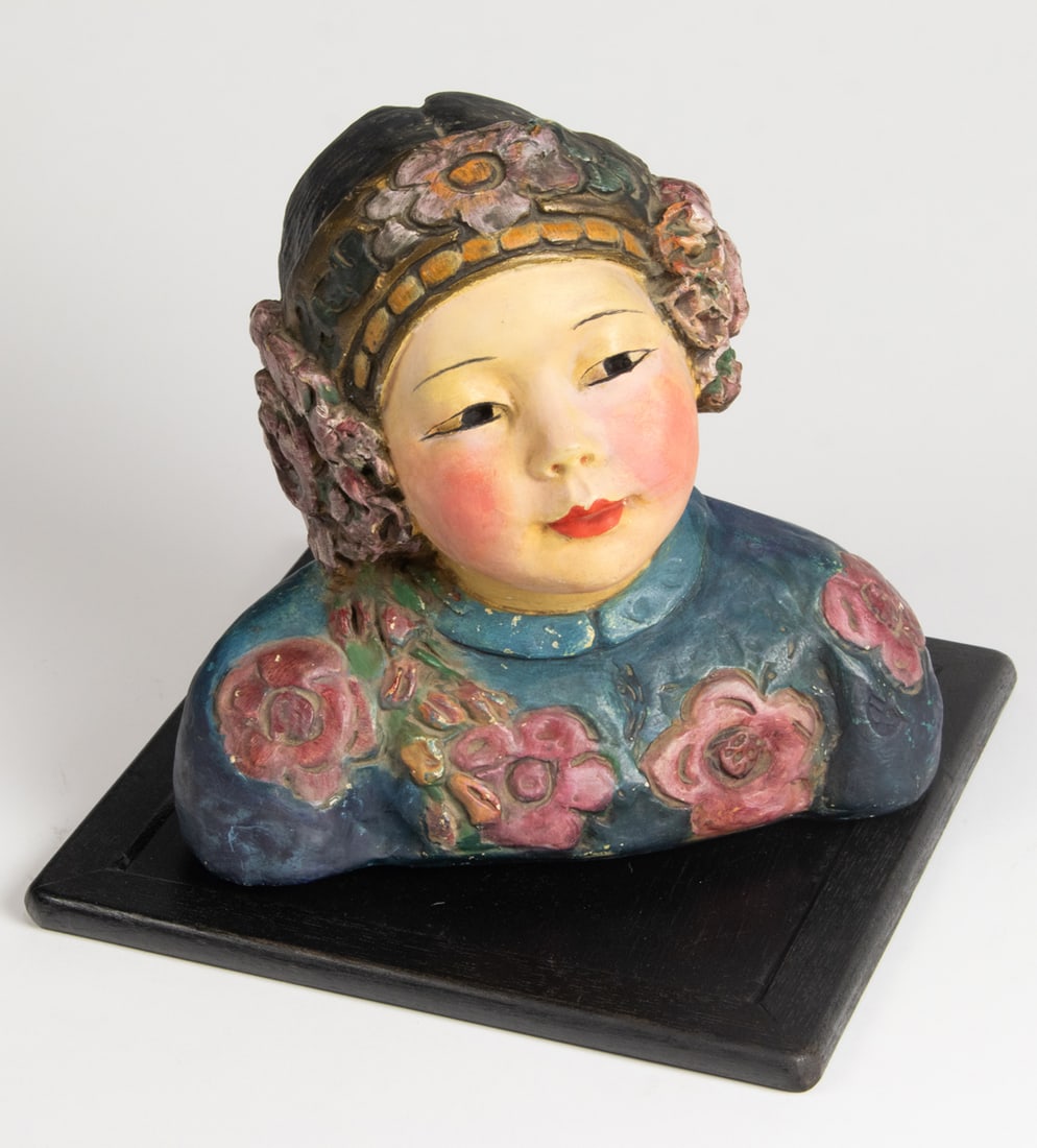 An Esther Hunt painted plast bust of young Chinese Girl (1 of 1)