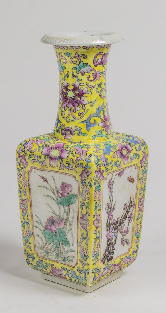 (lot of 2) Chinese famille rose vases: (lot of 2) Chinese famille rose vases. Decorated with figural and floral designs, 10.375" high.