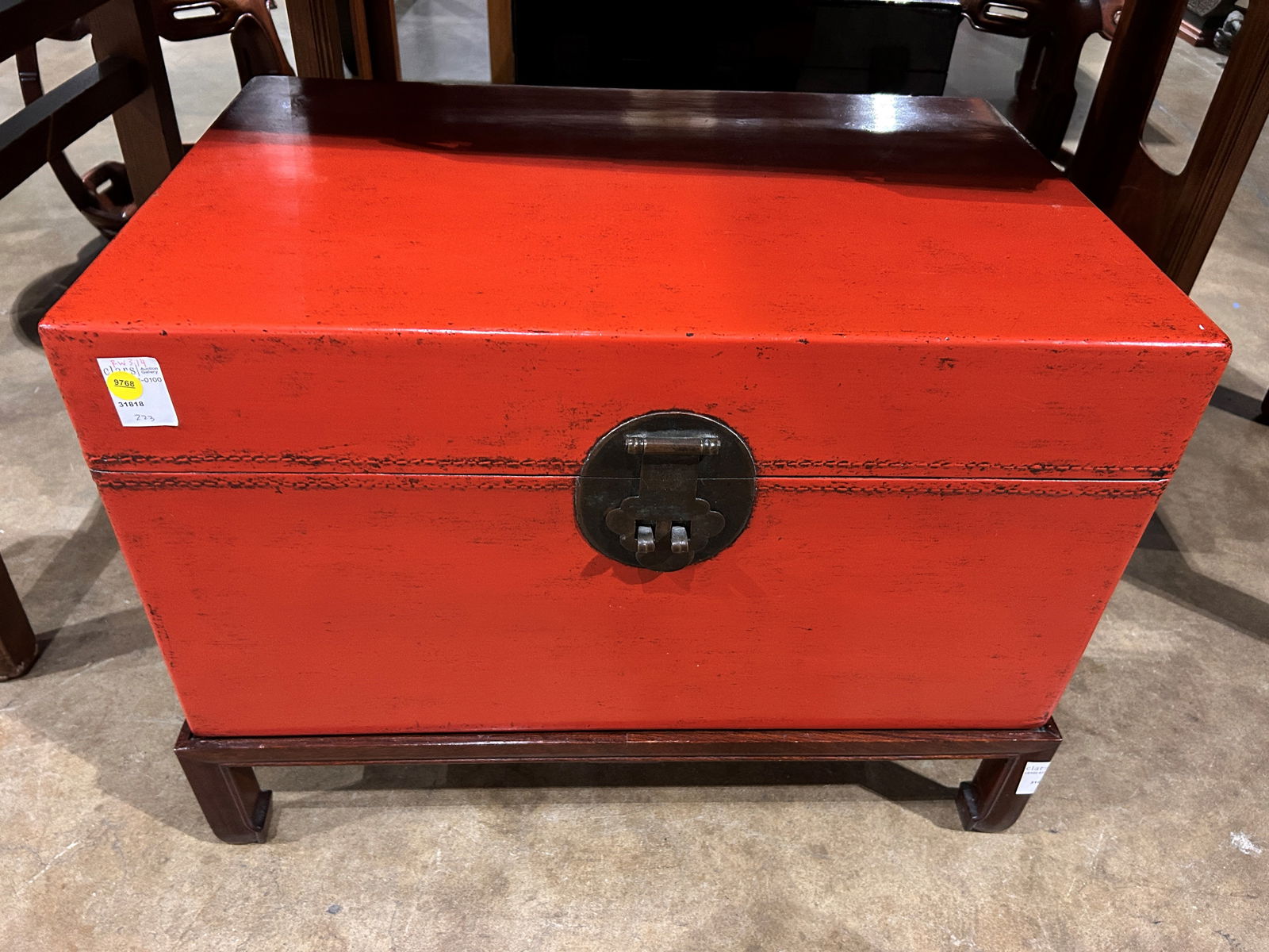 A Chinese red leather chest (1 of 1)