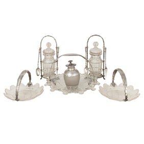 A Lot of Dutch .833 silver and cut glass table set