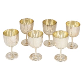 A set of six Mexican Tane sterling goblets