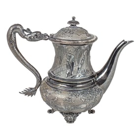 A Chinese silver coffee pot