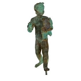 A Grand Tour bronze figure of Eros holding a bird