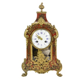 A diminutive Louis XVI style gilt bronze mounted boulle marquetry bracket clock, 19th century