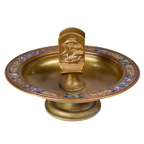 A Tiffany Furnaces enameled bronze smoking stand