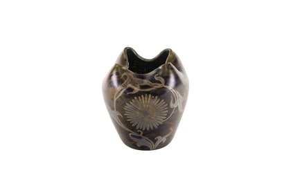 A Loetz silver overlay iridescent glass vase