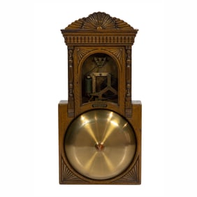 An American oak and brass fire alarm gong, Municipal Fire & Police Telegraph Company,