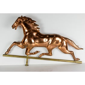 An American copper full bodied running horse weathervane