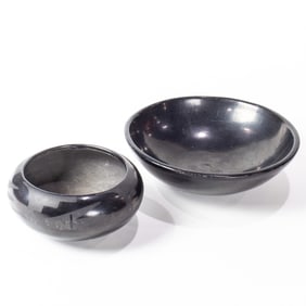 Two San Ildefonso blackware bowls