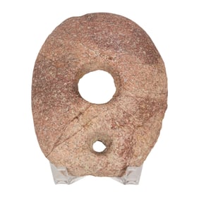 Two stone items: stone bowl and a round implement