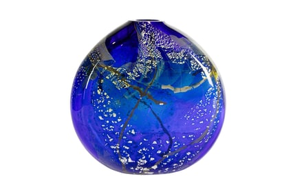 A Randi Stolin glass moon shaped vase