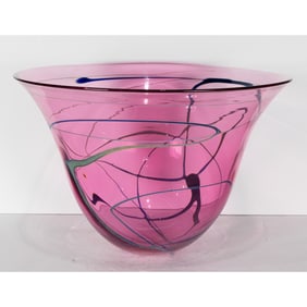 A large Dick Huss studio art glass bowl