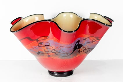 A large Michael Nourot 'Mantle Fluted' bowl, etched signature on base