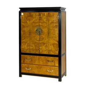 A Raymond Sobata for Century Furniture 'Chin Hua' parcel ebonized burlwood bachelor's cabinet