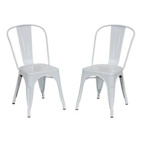 A pair of Tolix style white enamel stacking chairs