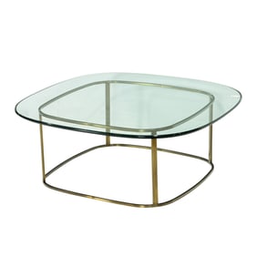 A Contemporary glass top brushed steel two tiered coffee table