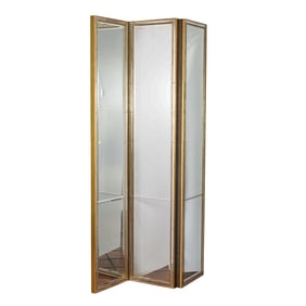 A designer giltwood three panel divider screen likely French