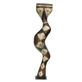 A large New Guinea Baga polychrome and carved snake