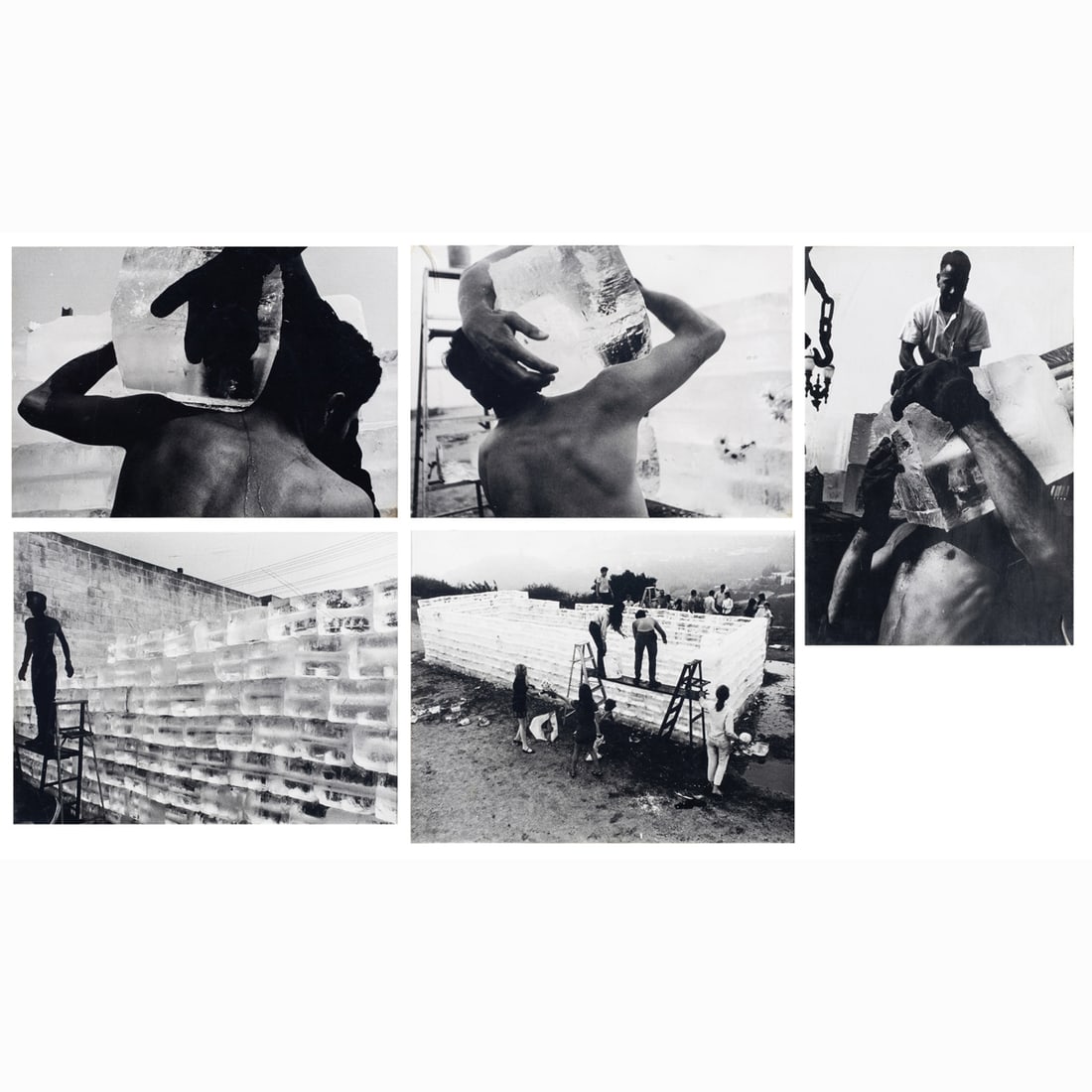 Photographs, Dennis Hopper and Allan Kaprow: (lot of 5) Dennis Hopper (American, 1936-2010) and Allan Kaprow (American, 1927-2006), "Fluids: A Happening," 1967, series of five (5) gelatin silver prints documenting Kaprow's staged Fluxus "happeni