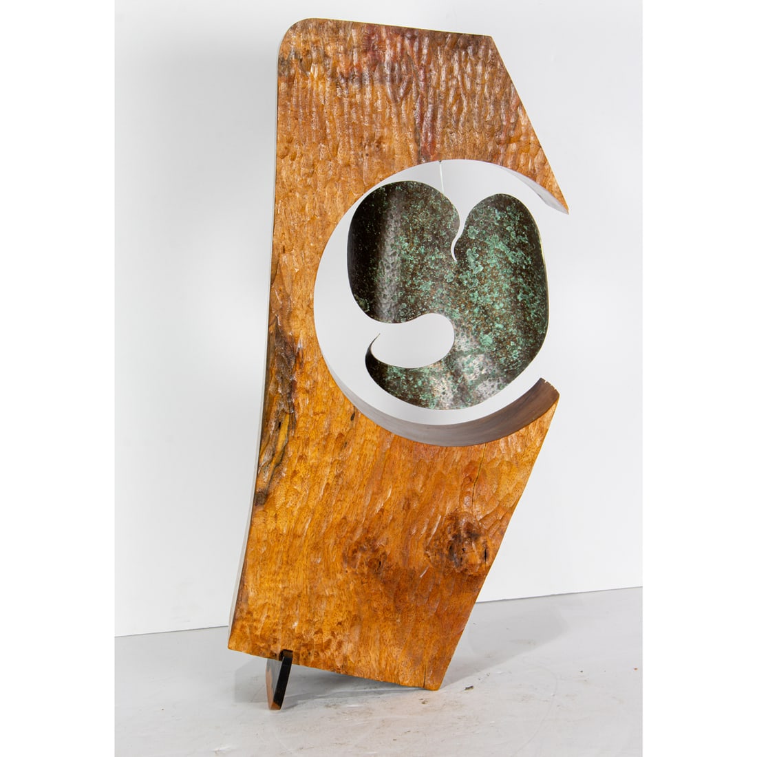 Sculpture, R.J. Newhall: R.J. Newhall (American, 20th/21st century), "Enrapture," 2013, wood and metal sculpture, signed, titled, and dated beneath, overall: 19.5"h x 11"w x 3"d. Provenance: Private collection of the late Son