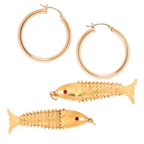 A pair of 14 gold earrings