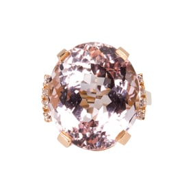 A morganite, diamond and 14k gold ring
