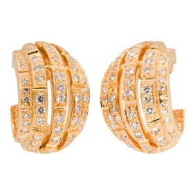 A pair of diamond and 14k gold earrings
