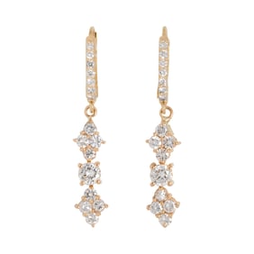 A pair of diamond and 14k gold earrings