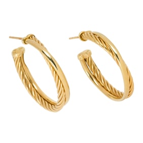 A pair of David Yurman 18k gold earrings