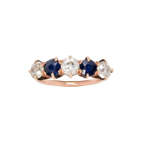 A diamond, sapphire and 14k rose gold ring