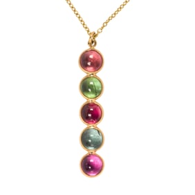 A tourmaline and 18k gold pendant necklace
