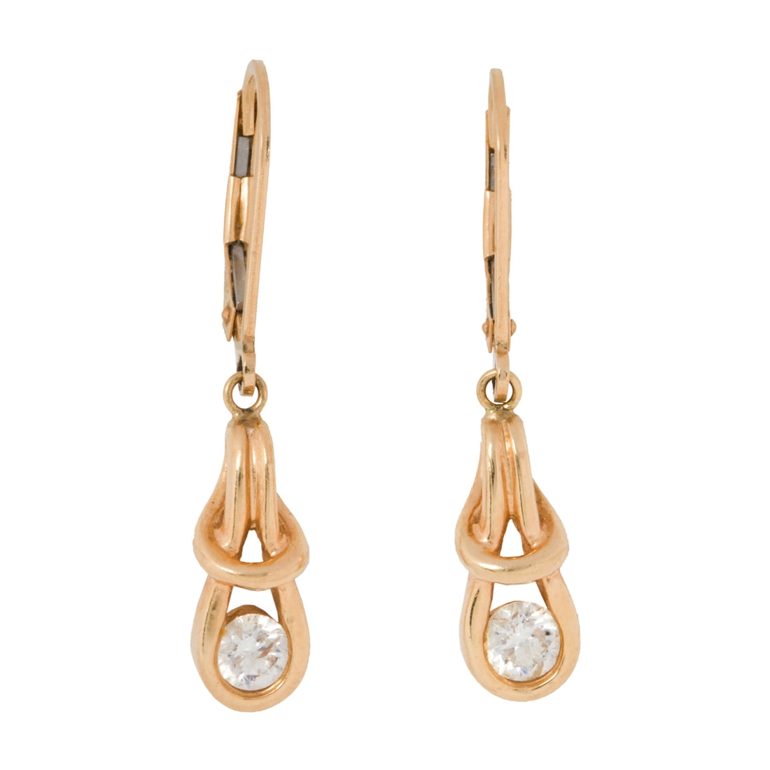 A pair of diamond and 14k gold drop earrings (1 of 1)