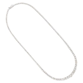 A diamond and 14k white gold riviere necklace