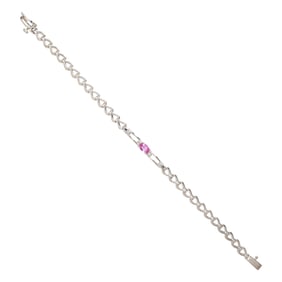 A pink sapphire, diamond and 14k white gold bracelet