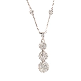 A diamond and 14k white gold pendant-necklace