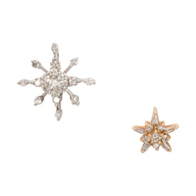 Two diamond and 14k gold pendants