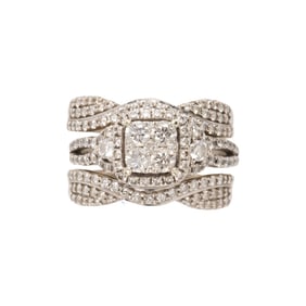 A diamond and platinum ring set