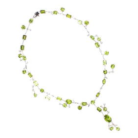A peridot, diamond and white gold necklace (1 of 2)