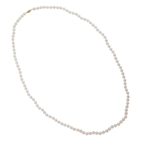 A cultured pearl and 14k gold necklace