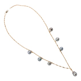 A Tahitian cultured pearl and 14k gold necklace