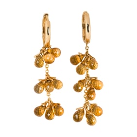 A pair of citrine and 14k gold earrings