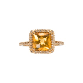 A citrine, diamond and 14k gold ring