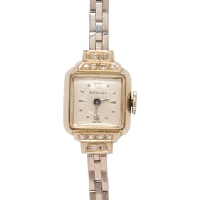 A Bucherer 18k white gold and diamond wristwatch