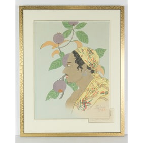 Paul Jacoulet (1896-1960) - Homme de Menado et Mangoustans/Celebs