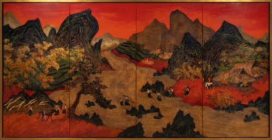 Vietnamese School - Untitled Village Scene